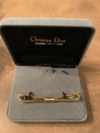 Vintage Christian Dior Collar Tie Bar Gold Toned.  236 1163