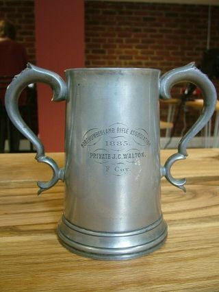 1883 Antique Northumberland Rifle Victorian Dixon Pewter Tankard Loving Cup 469