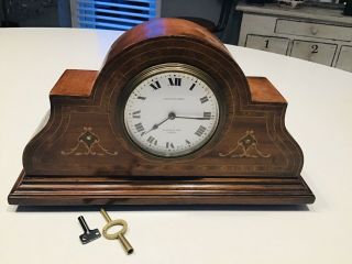 Old Vintage Aitchison Bros Ludgate Hill Buren Swiss Made Wood Case Mantel Clock
