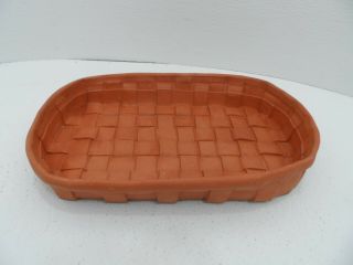 Rare Vintage Bennington Pottery Terra Cotta Basket Weaved Baking Dish 1982 - Vgc