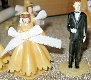 Vintage Mid Century 1950s Plastic Wedding Cake Toppers 24 Brides & 69 Grooms Box