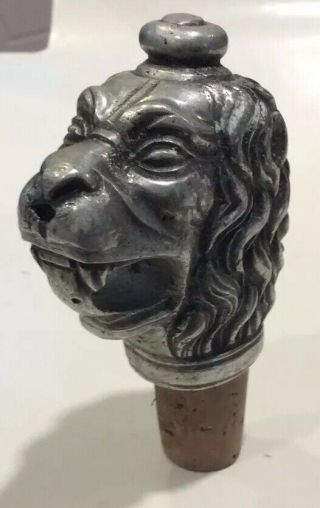 Vintage Medieval Lion Head Cork Bottle Stopper - Rare,  Heavy Gothic