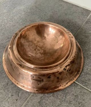 Antique Victorian Copper Dog Bowl - 8 Inches In Diameter