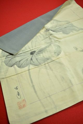 Vintage Japanese Fabric Silk Antique Boro Fukusa Handwriting 26.  4 " /el87/215