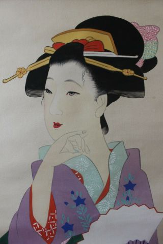 E01d0 Gorgeous Kimono Beauty Japanese Hanging Scroll