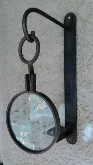 Unique Antique Cast Iron Magnifying Wall Mount Candle Stand Holder