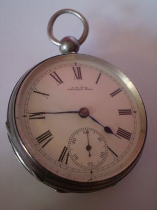 Highly Collectable Antique A.  W.  W.  Co Waltham Mass.  Solid Silver Pocket Watch