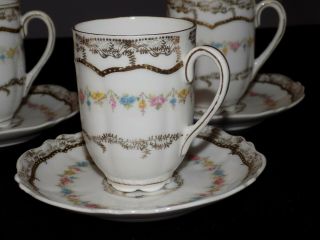 Set 6 Floral Porcelain Antique Royal Austria O&E.  G.  Demitasse Cup & Saucer 2