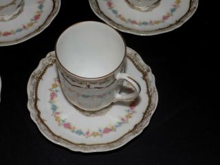 Set 6 Floral Porcelain Antique Royal Austria O&E.  G.  Demitasse Cup & Saucer 3