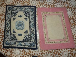 Miniature Dollhouse Woven Rugs,  Floor Covering,  2 Rugs Vintage