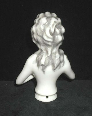 Vintage German Porcelain Half Doll 4 1/2 inches Arms Away Gray Pompadour 3