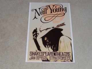 Large Neil Young Harvest 1971 Concert Poster,  19 " X13 " Rare,