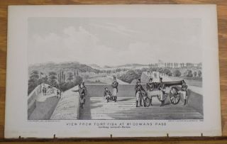 1856 Antique Print/new York City,  View From Fort Fish At Mcgowan’s Pass