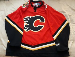 Rare Vintage Ccm Calgary Flames Nhl Hockey Jersey Men Xl