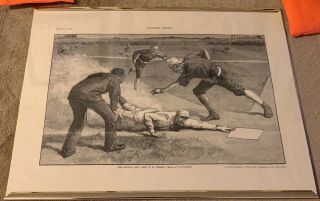 1885 Harpers Weekly The Winning Run,  How Is It Umpire Rare Vtg Baseball Antique