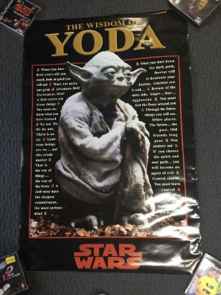 Star Wars - The Wisdom Of Yoda Poster - 24 " X 36 " Rare - 1997 Vintage Yoda