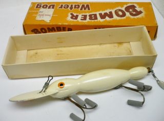 Vintage Texas Fishing Lure,  Bomber Bait Co. ,  Water Dog 1701 White,  Correct Box