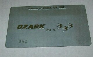 Rare Vintage Ozark Airlines Metal Ticket Validation Plate Travel Agency
