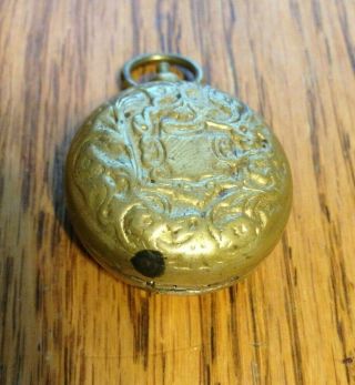 Antique Vintage Coin Holder Locket Pendant Sovereign Case - Gold Tone & Brass