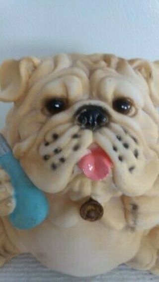 Vintage Bulldog Piggy Bank Rare Cute Spike Collar Rare Realistic
