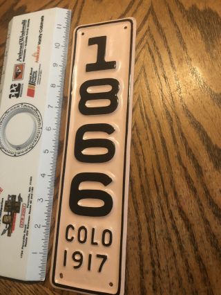 Rare A,  1917 Colorado Motorcycle License Plate Vintage 102 Years Old Antique