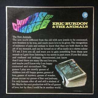 Eric Burdon Animals Winds Of Change Rare Stereo Mgm Uk Vinyl Lp 1967