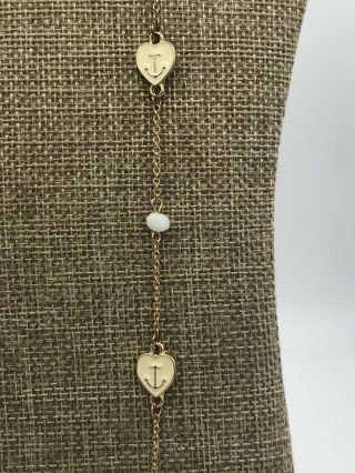 Vintage Gold Tone Enamel Anchor Necklace 31 Inches 31 " Delta Gamma Mcm