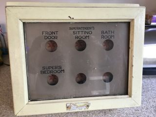 Antique Old Wooden 6 Window Servant Butler Bell Box Room Indicator