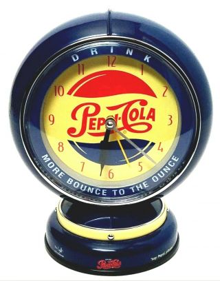 Vintage Pepsi - Cola Mini Gasoline Globe Clock More Bounce To The Ounce 1999 Rare