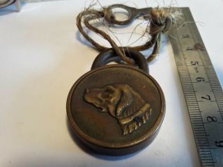 Rare Antique Vintage Dog Labrador Motif Small Padlock With Key Made In England