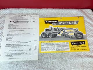 2 Rare 1950s Pettibone Speed Grader 402 Tractor Dealer Brochure Ads