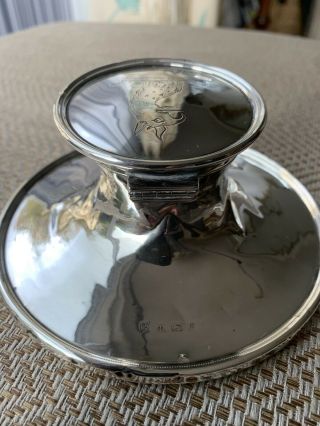 Large Antique Sterling Silver Inkwell By A & J Zimmerman,  Birmingham 1926