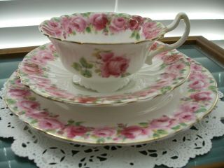 Royal Doulton Rose Pattern Gilded Tea Cup And Saucer & Plate