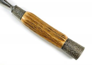 Victorian Antique Knife Sharpener / Steel Bone Stag Handle 1840s 1850s 2 3