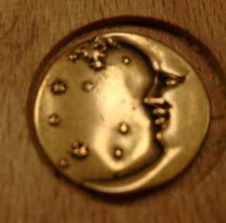 11/16 " Moon Stars Brass Antique Button 30:29
