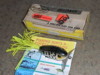 Fred Arbogast Weedless Jitterbug 2.  25 " Fishing Lure - Black & White Coachdog/box