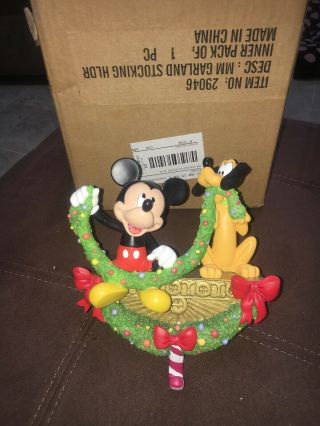 Disney Mickey Mouse And Pluto Stocking Hanger/holder Christmas Garland Rare