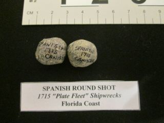 1715 Spanish Shipwreck Round Shot - Fl - Canister / Musket - X2 - Plate Fleet