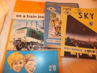 Vintage Rare I Spy Books (the Sky,  Motorcycles & Cycles & On A Train Journey