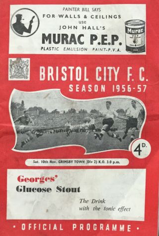 Bristol City V Grimsby Town Programme 10 Nov 1956 - 57 Rare