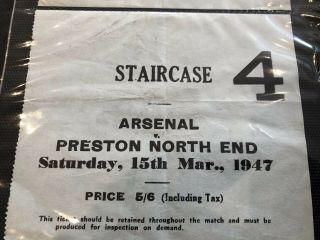 Arsenal - Early Rare Post War Ticket - League V Preston N E 8th Feb 1947