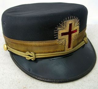 Antique Freemason Knights Templar Masters Kepi Hat Cap Size 7 Gold Mason