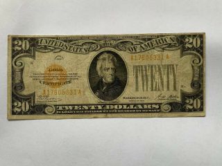 Rare Series 1928 $20 Bill Gold Certificate A 17605331 A