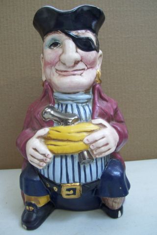 Antique One Eye Sea Pirate Signed L1970 Handle Pitcher Jug Vase 10 " Figurine