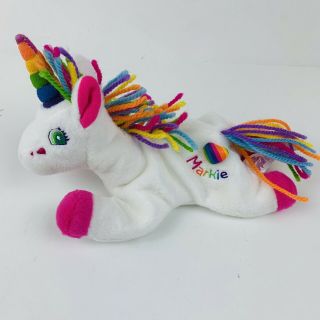 Lisa Frank Markie Vtg Rainbow Unicorn Beanie Beanbag Plush 8 " Stuffed Animal