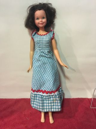 Quick Curl Casey 1973 Mattel 18 " With Blue Checked Dress