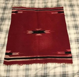 Vtg 19 " X20 " Aztec Pattern Small Hand Woven Place Mat Red Distressed Rare