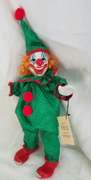 Rare Victoria Impex Corp - Vintage Porcelian Musical Clown Doll Never Displayed 2