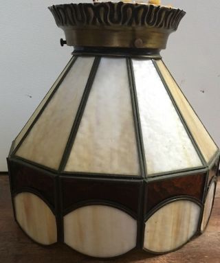 Vintage Mid Century Opaque Slag Glass Ceiling Light Lamp Chandelier