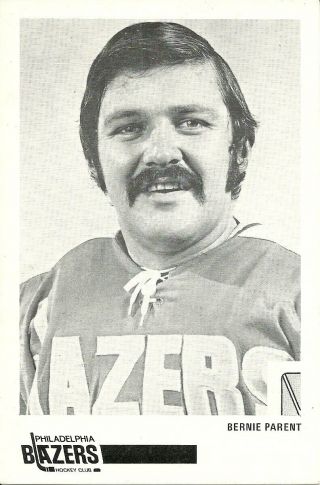 Wha 1972 - 73 Bernie Parent Philadelphia Blazers Team Issued Post Card Rare